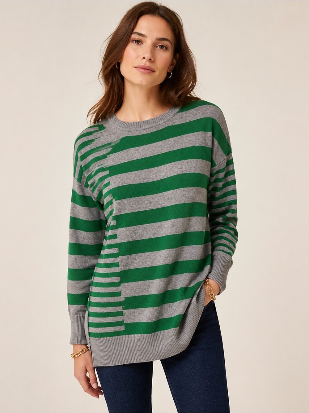 NWT Elio Wool/Cotton/Cashmere Blend Stripe Sweater Size M